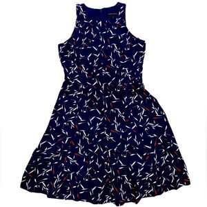 Banana Republic Multi-Color Navy Blue Career‎ Fit And Flare A-line Dress Size 4